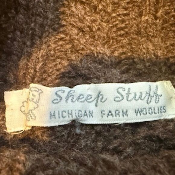 SOLD!! Do Not BUY Sheep Stuff Michigan Wool Farms brown cable fisherman - Picture 5 of 7